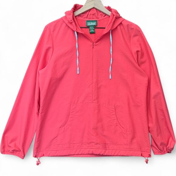 Vintage LL Bean Windbreaker Popover 1/4 Zip Pink Preppy 70s 80s Gorpcore Women M - Picture 1 of 7
